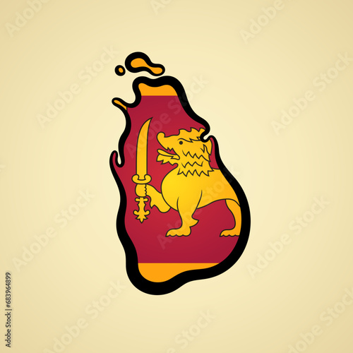 Sri Lanka - Map colored with flag
