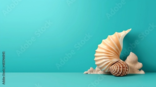 Beach Bliss: Seashells Adorn a Turquoise Canvas