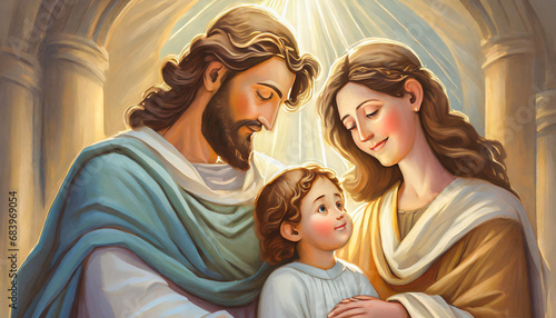 The Holy Family, Jesus, Mary and Joseph photo