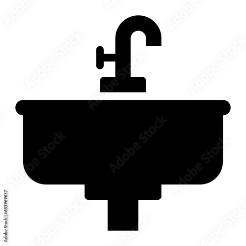 washbasin sink black solid glyph icon