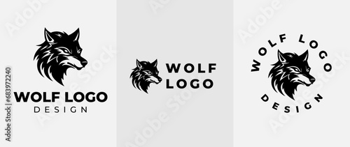 Vintage Wild Wolf Logo Vector Illustration. wild head wolf fierce face logo design inspiration photo