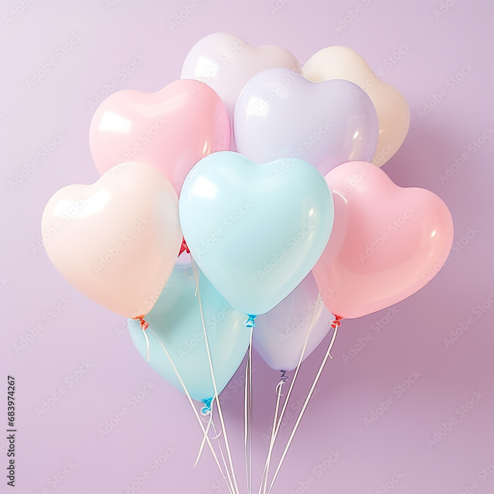 3d heart balloon in the air bubble cloud