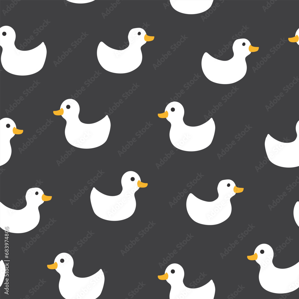 Fototapeta premium Cute rubber duck Seamless Pattern, Cartoon ducks Background vector Illustration.