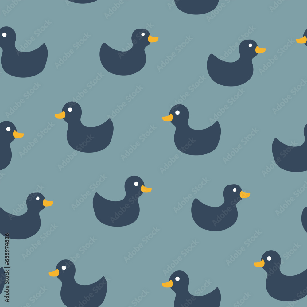 Obraz premium Cute rubber duck Seamless Pattern, Cartoon ducks Background vector Illustration.