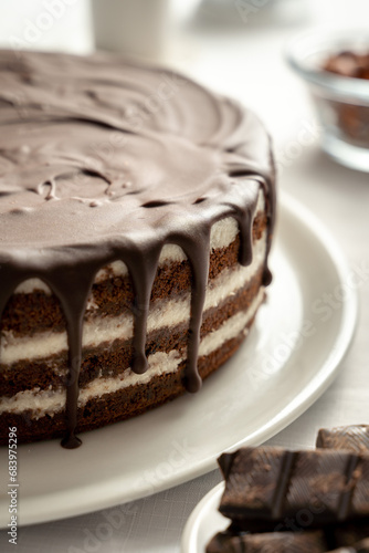 Obraz na płótnie chocolate tart cake detail raw baking w salonie