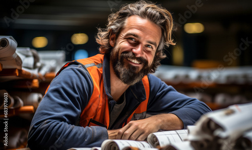 portrait of Civil Drafter, who Prepares drawings, topographical relief maps used in civil engineering projects: highways, bridges, pipelines, flood control projects, water & sewerage control systems