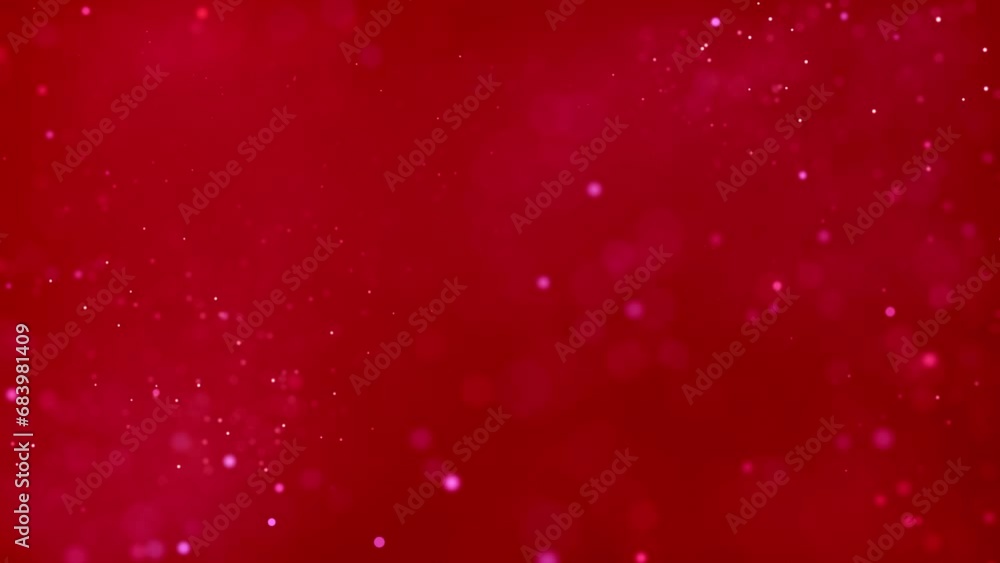 Background with the movement of white particles on a red background, background with particles and bokeh Background with the movement of white particles on a red background, background with particles and bokeh
