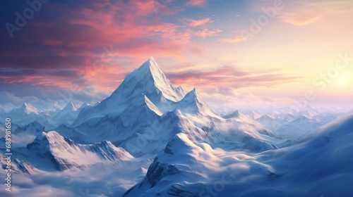 a snowy mountain range