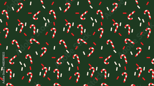 candy cane Christmas holiday pattern vector with red-green background