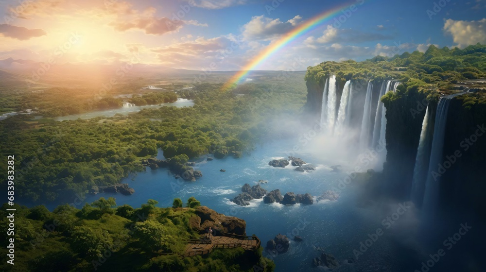 Fototapeta premium a rainbow over a waterfall
