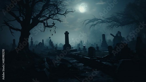 a cemetery with a large group of people on the ground © KWY