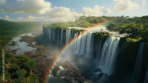 Victoria Falls with trees around it