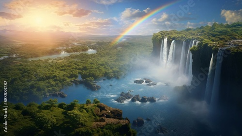 a rainbow over a waterfall © KWY