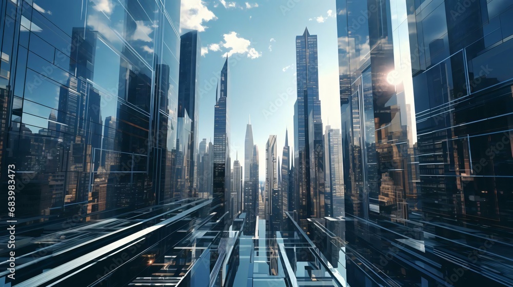 Fototapeta premium a city skyline with tall buildings