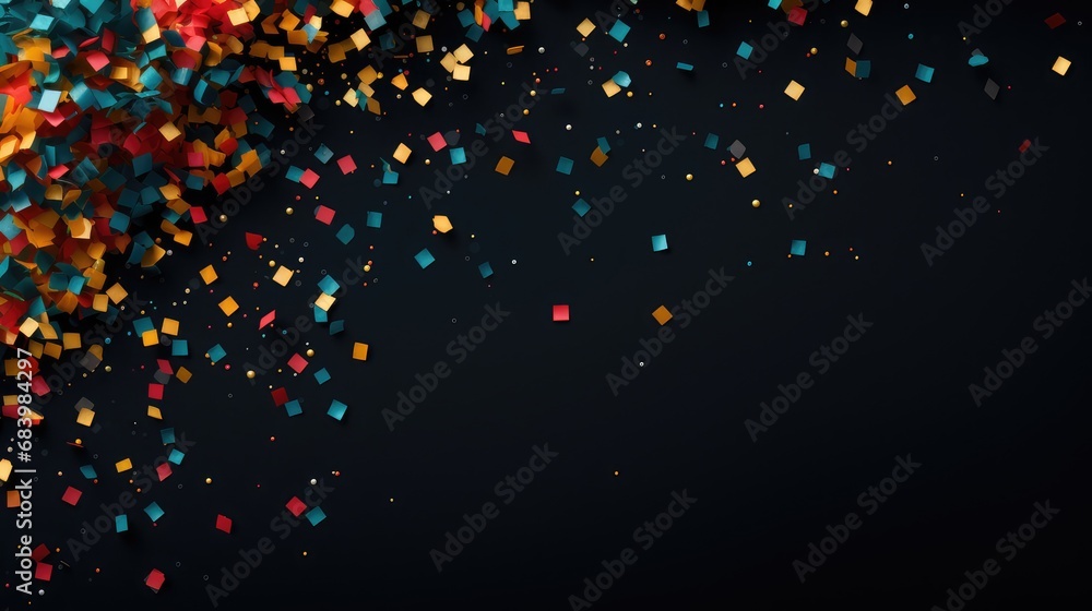 Coloured confetti dark background copy space