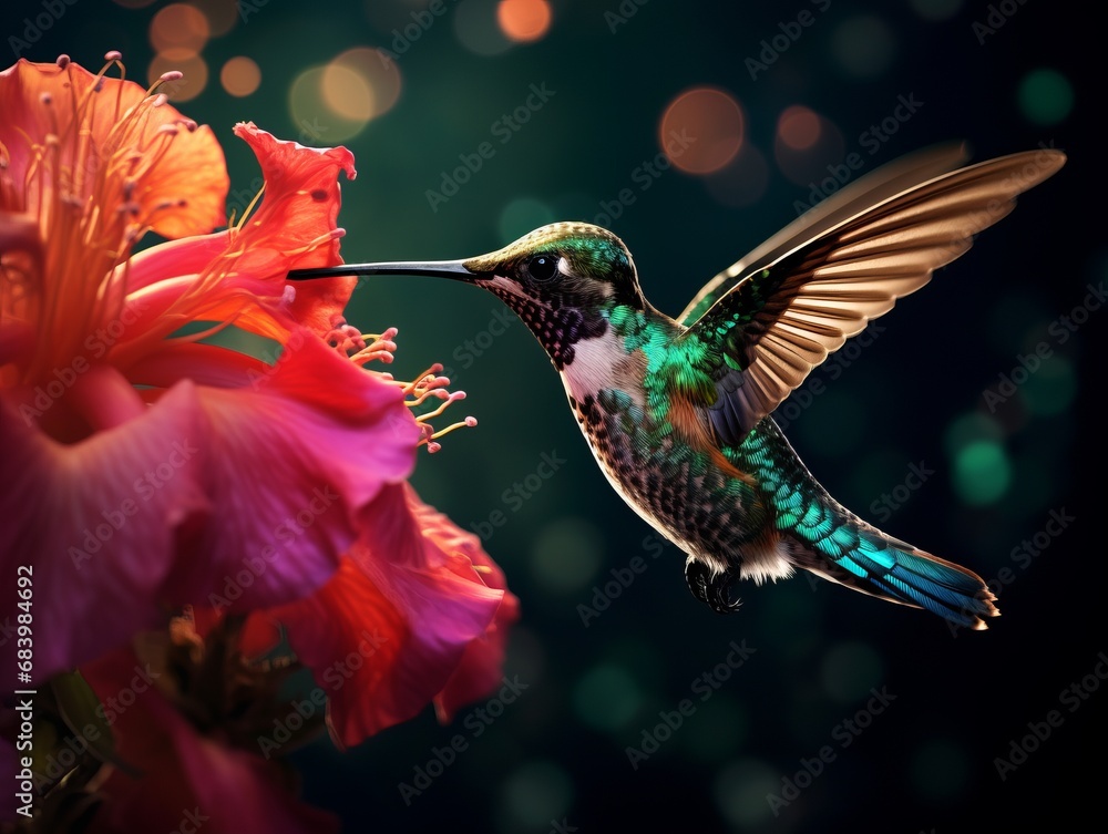 Captivating Snapshot of a Hummingbird: Marvel at the Magnificence of its Long Beak Generative AI