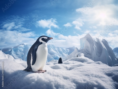 Captivating Solo Penguin Portrait: Embracing the Arctic Chill! Generative AI