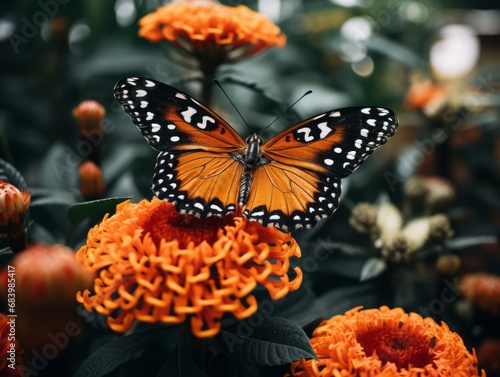 Vivid Encounter  The Mesmerizing Orange and Black Butterfly - A Testament to Nature s Beauty Generative AI
