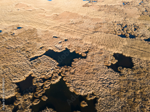 Aerial Autumn view of Dragoman marsh, Bulgaria photo