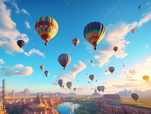 Spectacular Views: Ascend into Adventure with Sky High Hot Air Balloons! Generative AI
