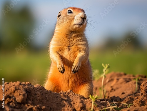 Captivating Image of a Rare Prairie Dog and a Mysterious Nauplia - Procyon Connection Generative AI photo