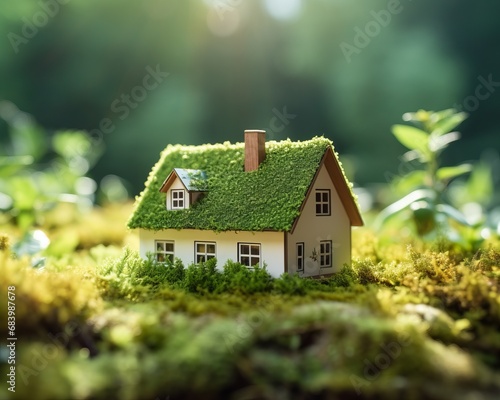 Enchanting Miniature Home: Dive Into a Fairy-Tale World With Our Moss Patch Paper House! Generative AI