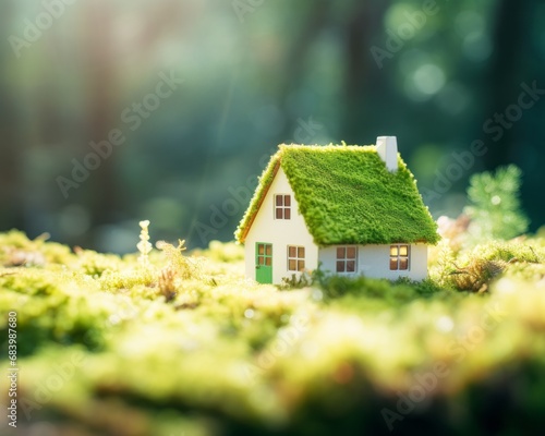 Enchanting Miniature Paper House Nestled in a Moss Patch - Experience Whimsy! Generative AI