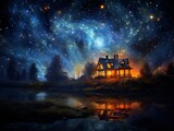 Mesmerizing Starlit Sky: Igniting the Flames under the Cosmos Generative AI