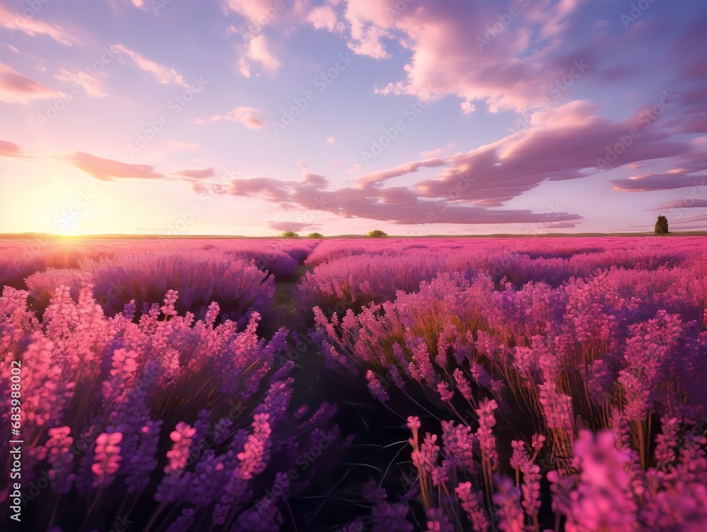 Experience the Magical Lavender Fields: London's Hidden Blue Sky Oasis Generative AI