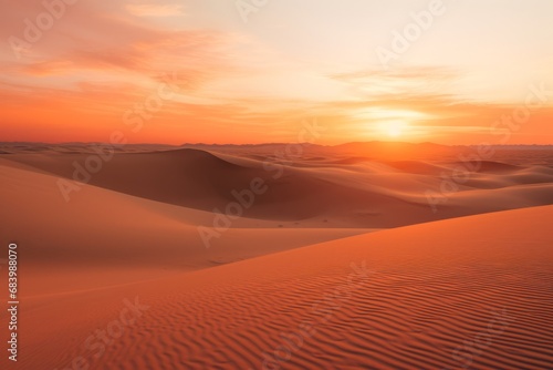 Unveiling a New Day  A Spectacular Sunrise over Majestic Sand Dunes Generative AI