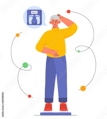Old man with andropause vector concept