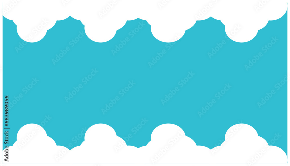 Clouds frame on blue background. Vector illustration for your design. Illustration of a cloud and white water wave on a blue background - vector