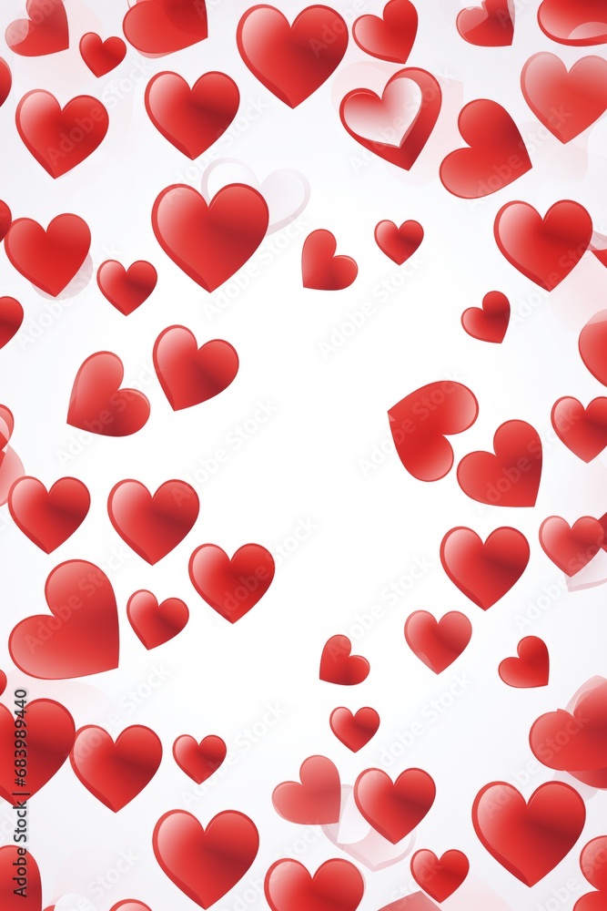 Valentine's Day background with red hearts. 3d rendering