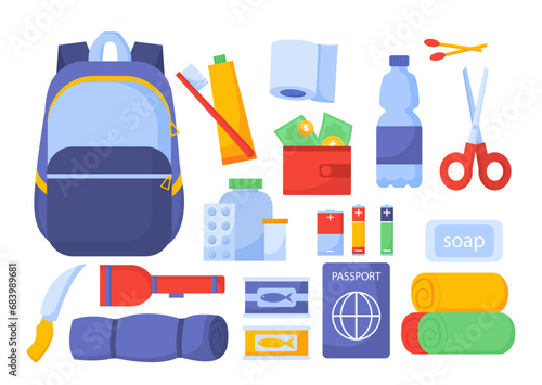 Emergency kit vector set