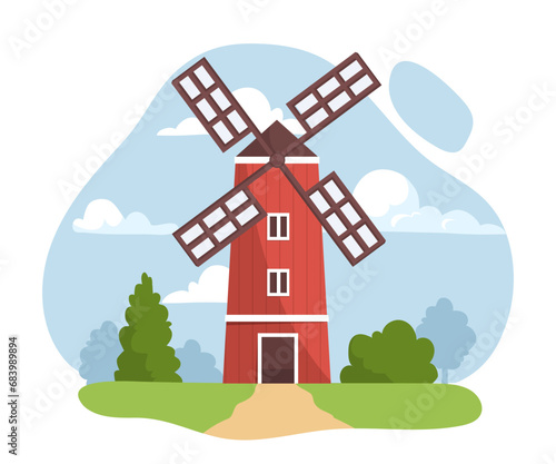 Farm red building vector