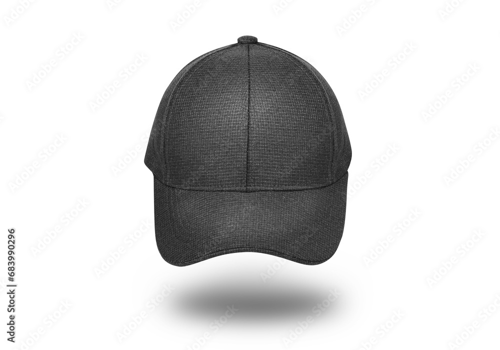Fototapeta premium Black baseball cap. Sports hat with visor isolated on a transparent