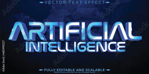 AI Tech text effect, editable artificial and futuristic customizable font style photo