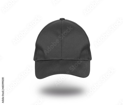 Black baseball cap. Sports hat with visor isolated on a transparent