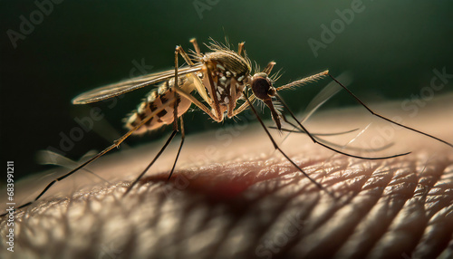 zanzara tigre pelle umana pungiglione  photo