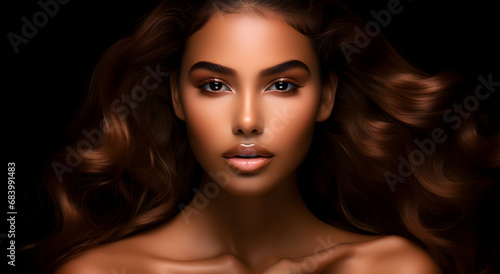 skin care, dark beige and brown, beautiful women, softly blended hues, exotic realism, airbrushing, smooth lines