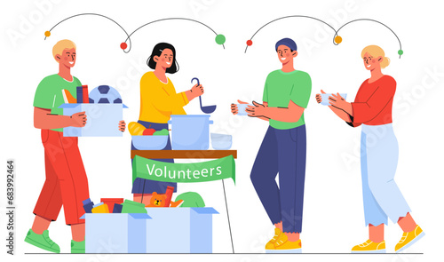 Social volunteers vector set