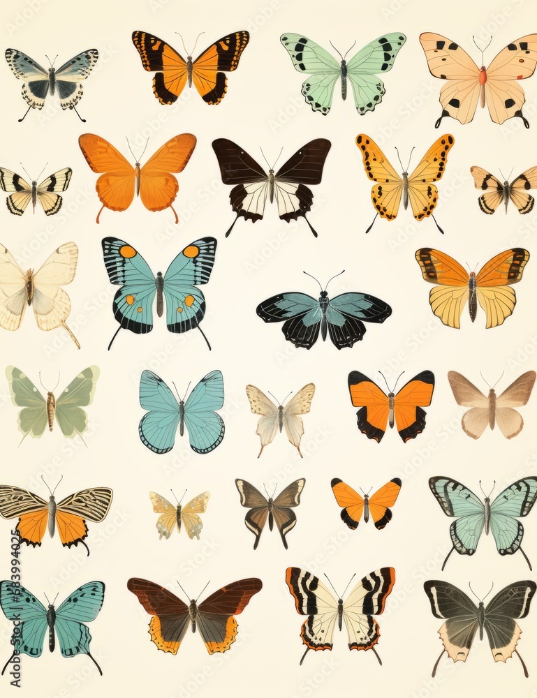 Discover the Beauty: Exclusive Vintage Butterfly Vector Collection Generative AI