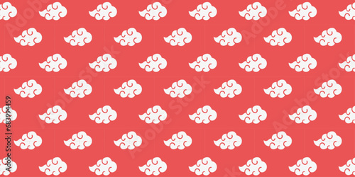 Red and White Cloud Pattern Akatsuki Background. Design Perfect For Clothing. Textile Pillow Fabric Print and more