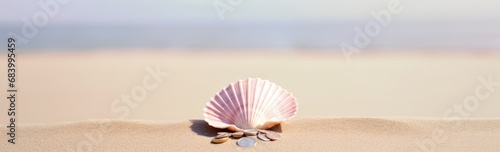 Unveiling Nature's Secret: The Majestic Journey of a Seashell on a Sandy Shore Generative AI