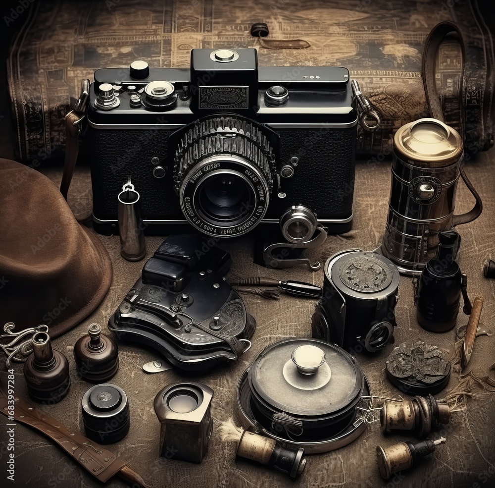 Immerse in Time: Uncover Nostalgia with Exceptional Vintage Photography Elements Generative AI