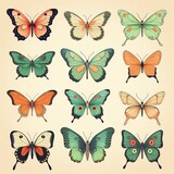 Charming Vintage Butterfly Motifs for Trendy T-Shirt Designs Generative AI