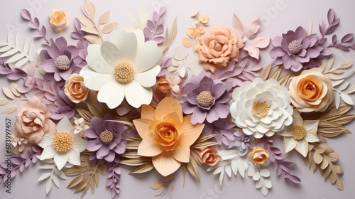 Explore the Exquisite Array: Diverse Types of White Florals Captured in One Collage Generative AI