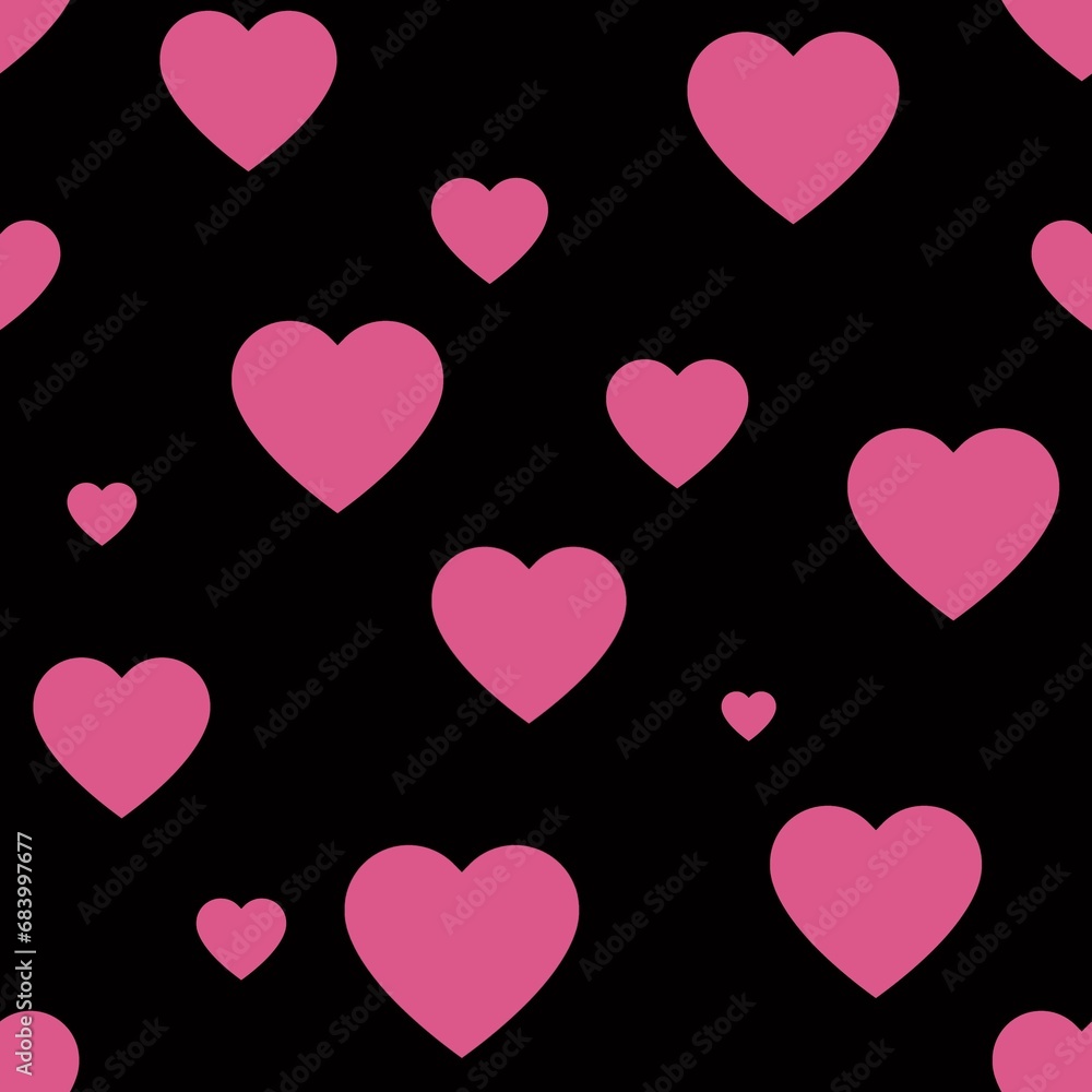 A seamless pattern for Valentine's Day. Cute hearts in pink colors. Tender colors. Digital art