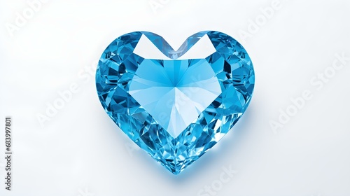 Blue Crystal Heart on White Background