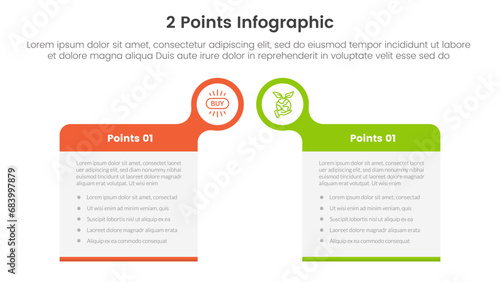 versus or compare and comparison concept for infographic template banner with big box table with bubble circle header badge with two point list information © ribkhan